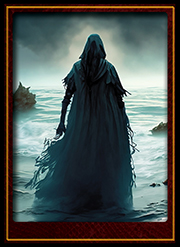 Dark figure standing on the shore