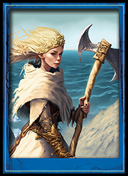 Blonde dwarf female with axe